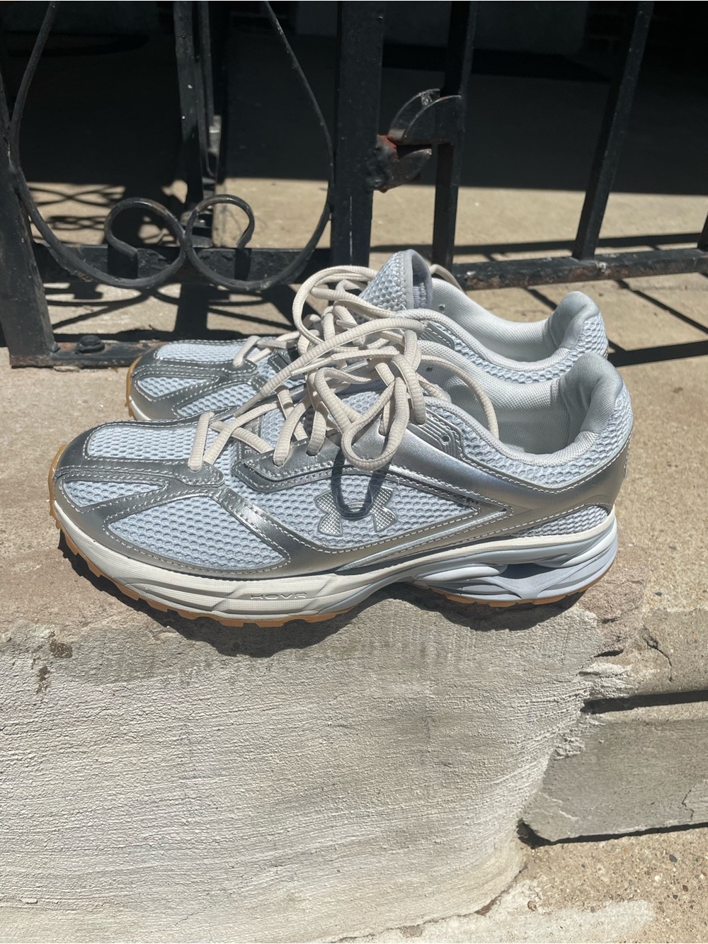 Under Armour Light Gray and White Women's Athletic Sneakers